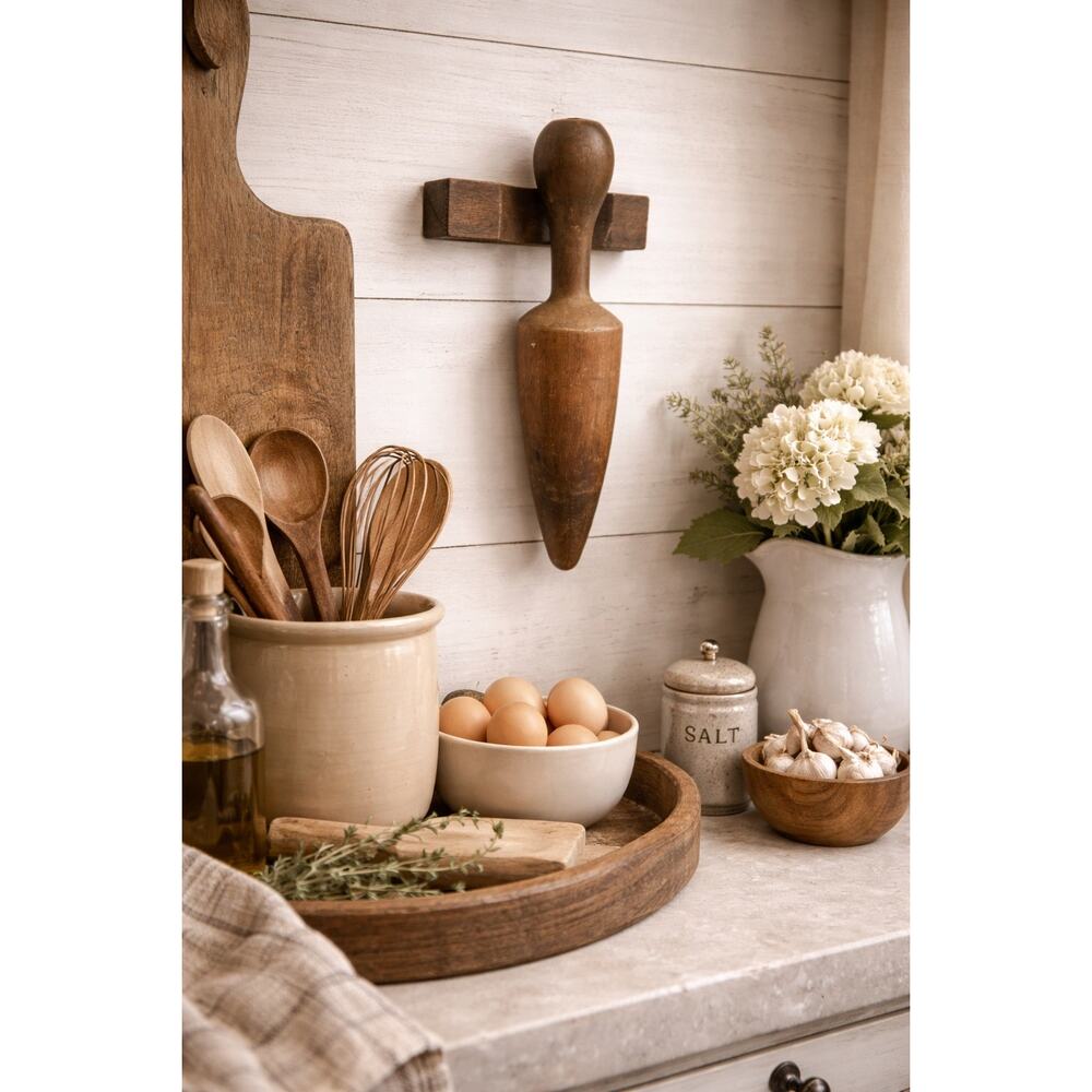 Primitive Hand Turned Wooden Pestle or Food Masher
